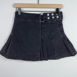 UNIF Comma Skirt Womens S Black Corduroy Pleated Wrap Boho Y2K Grunge Punk Mini
